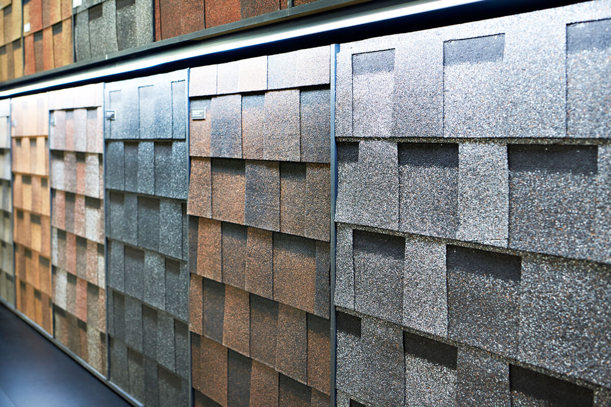 Selection of roofing shingles.